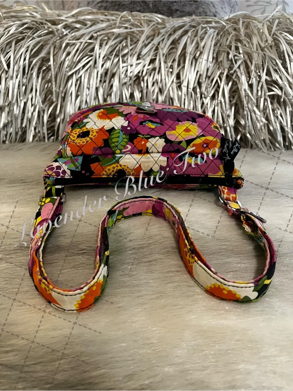 VERA BRADLEY Ziggy Zinnia  2014 Hipster Crossbody Pink Orange Floral Y2K Quilted
